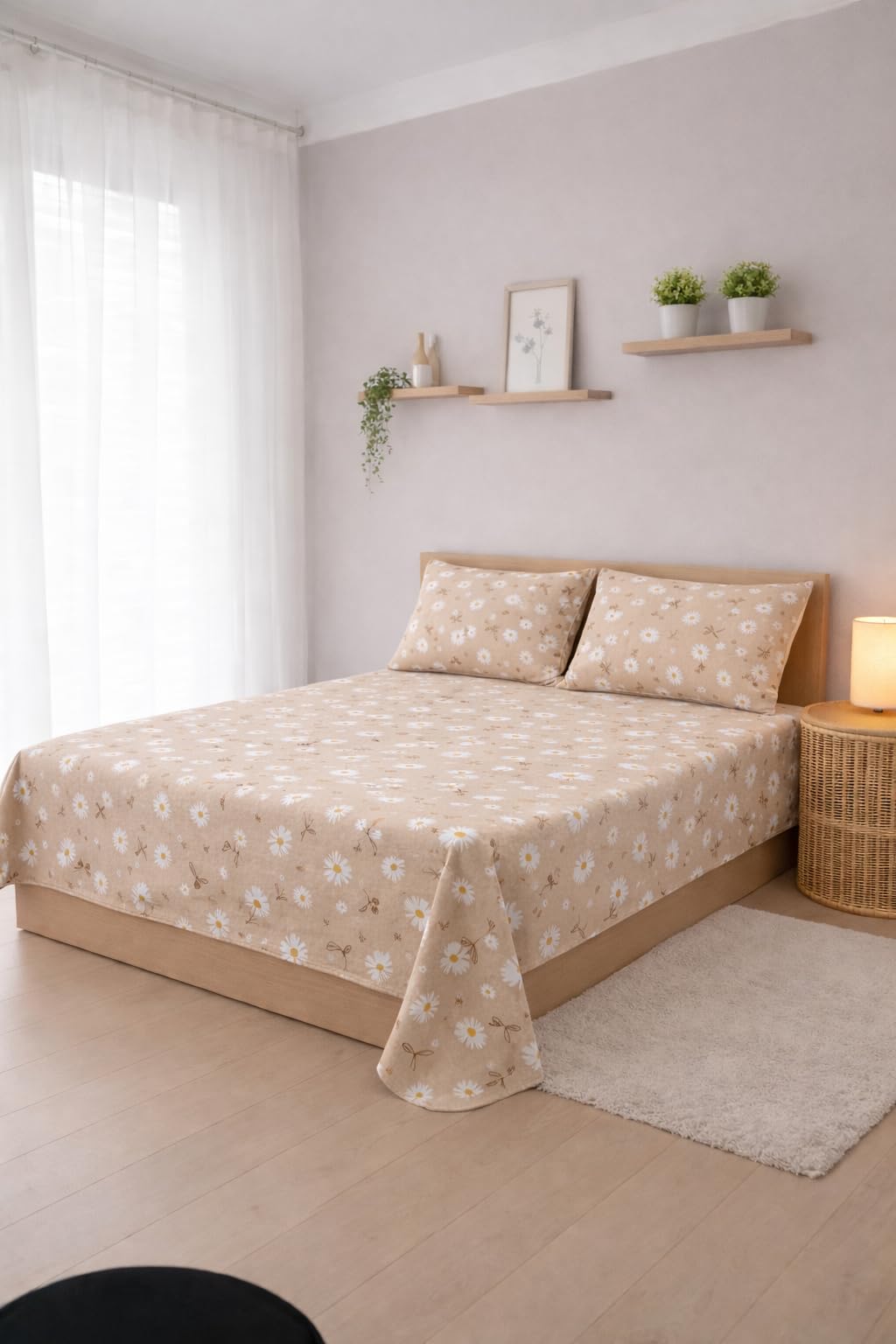 7AGAT bed sheet set with pillowcases, soft and machine washable bedding for comfortable sleep, featuring a stylish design.