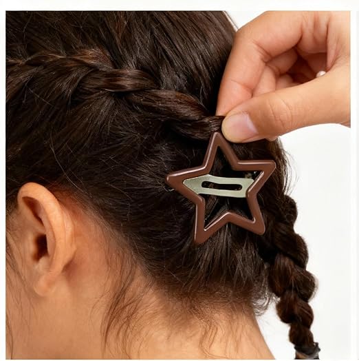 Set of 6 colorful 7AGAT hair clips with cloud and star design, non-slip claws for women and girls, in vibrant multi-color patterns.