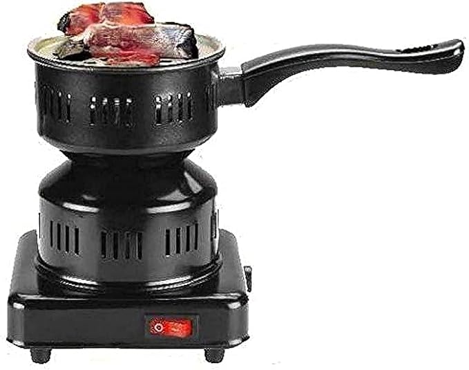 7AGAT electric charcoal burner with 1000W metal coal starter, black barbecue accessory with heat-resistant handle for easy use