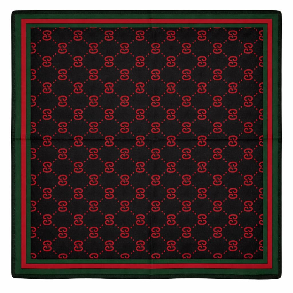 Unisex black 7AGAT bandana versatile head scarf, neck wrap, face cover, and handkerchief on a plain background.