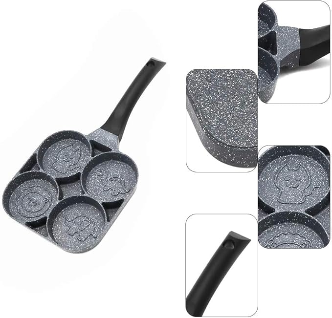7AGAT cartoon animal shape non-stick frying pan for pancakes and eggs, compatible with gas and induction stoves.