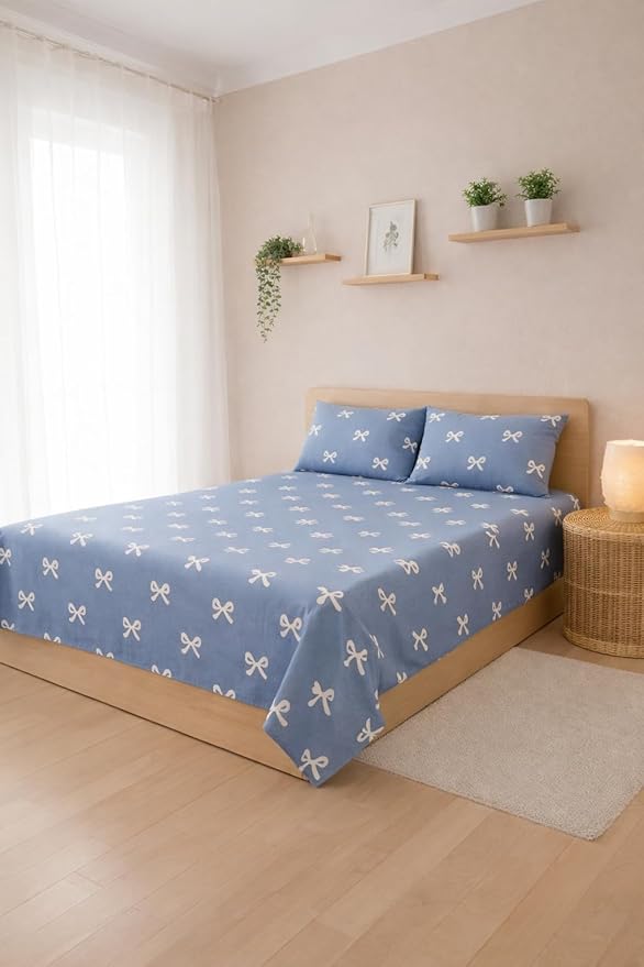 Soft 7AGAT Bed Sheet Set with pillowcases in neutral colors, machine washable, easy care bedding for comfortable sleep.