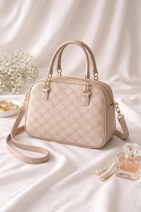 Stylish women’s 7AGAT handbag with shoulder and crossbody straps, casual and evening purse, black leather design.