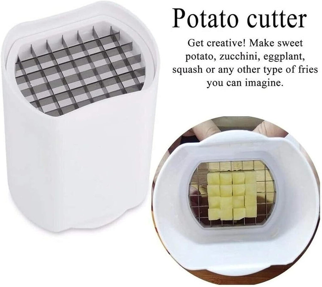 7AGAT manual French fry potato cutter with peeling and slicing blades for homemade fries and vegetable preparation.