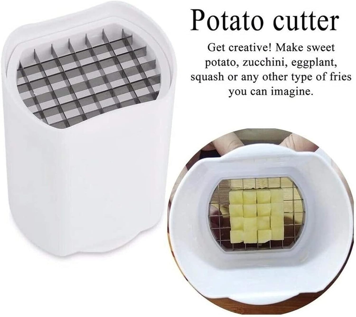7AGAT manual French fry potato cutter with peeling and slicing blades for homemade fries and vegetable preparation.
