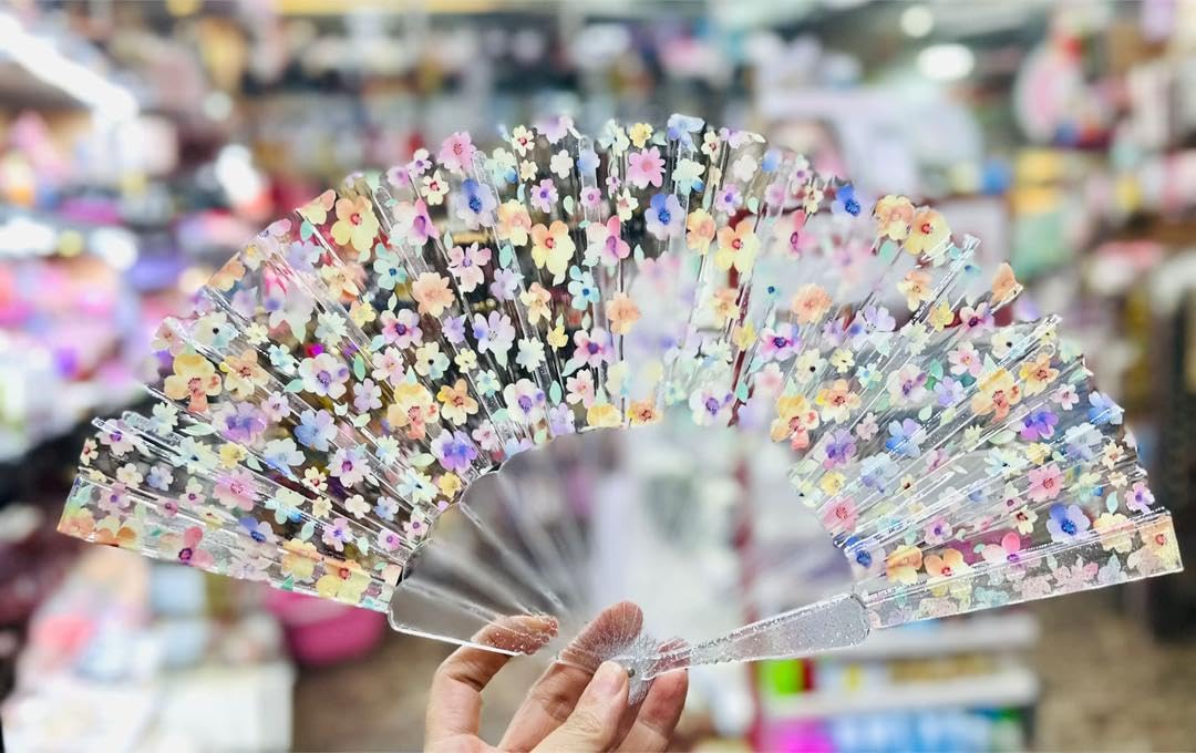 7AGAT classic Chinese style folding hand fan with intricate design, ideal for line dance and popping dance performances.
