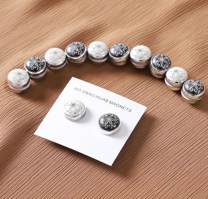 Set of 12 magnetic hijab pins from 7AGAT with no-snag safety design and strong hold for securing scarves.