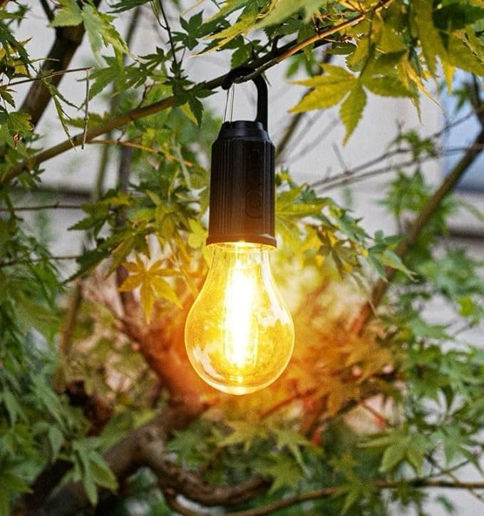 Rechargeable LED Light Bulb with Type-C Charging, 3 Lighting Modes and Hanging Hook for Home, Emergency and Camping