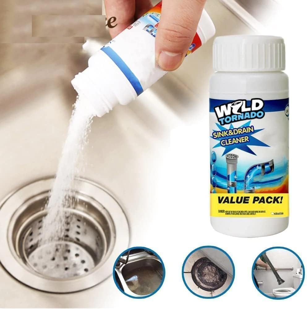 7AGAT Wild Tornado sink and drain cleaner bottle with label, powerful pipe unblocking solution for kitchen and bathroom PVC pipes