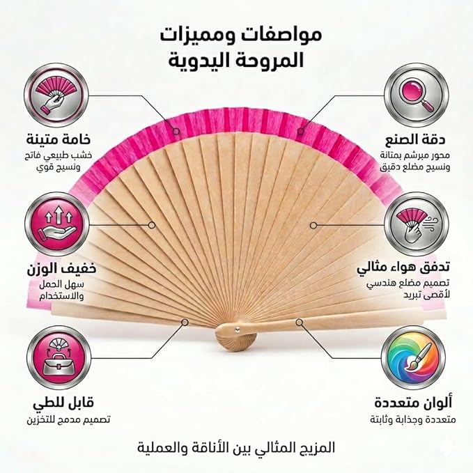 7AGAT hand folding fan with wooden frame and fabric blades, portable and foldable, ideal for dance, weddings, cosplay, festivals, or daily use