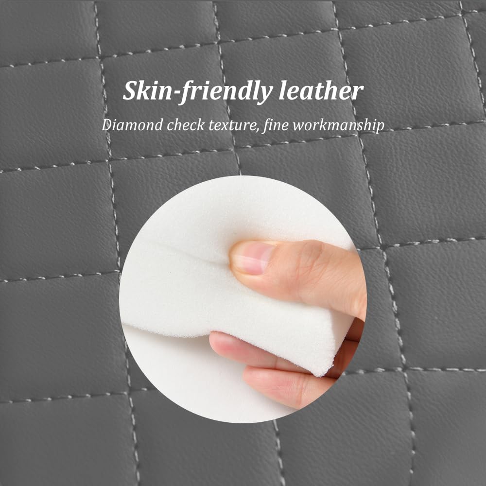Car Armrest Cover Organizer, Leather, Rhombus Padded Style, with 2 Cup Holders and Tissue Opening, 35 x 20 x 8 cm