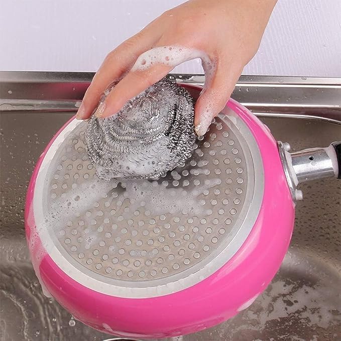 Set of 20 heavy-duty stainless steel scrubbers by 7AGAT, rust-resistant scouring pads for pots, pans, and BBQ grills.