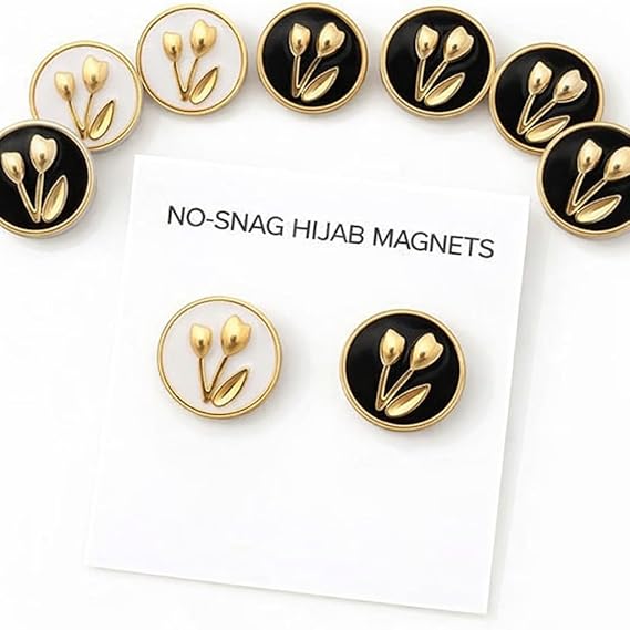 7AGAT magnetic hijab pins set with two strong metal scarf magnets, secure hold, no damage to fabrics, perfect for stylish hijab styling.