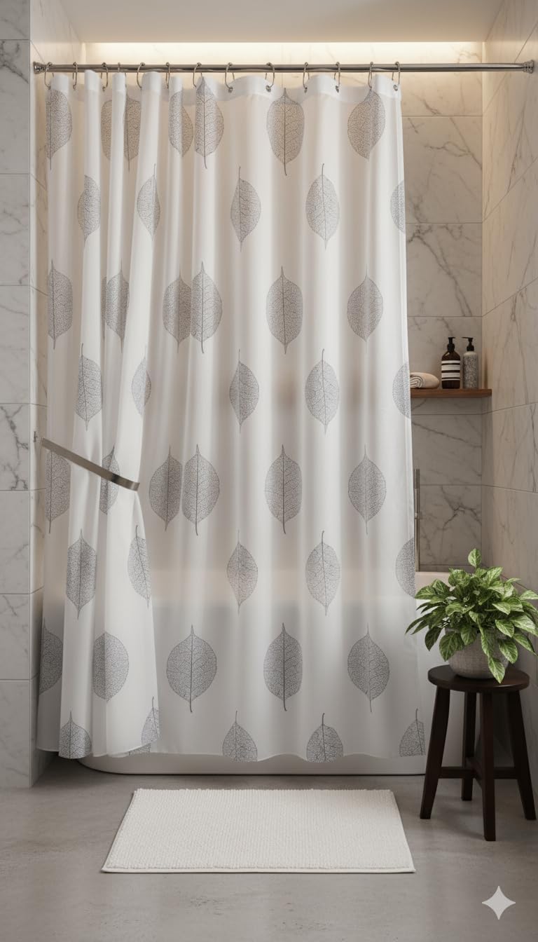 Waterproof 180x200 cm shower curtain with modern design and 12 hooks, suitable for home and hotel bathrooms by 7AGAT.