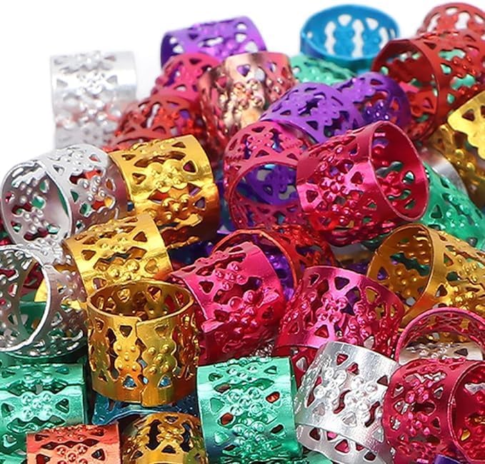 Set of 50 colorful plastic hair braid beads from 7AGAT, lightweight and durable accessories for braids, ponytails, and hairstyles.