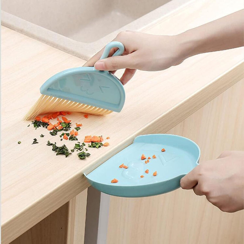 Colorful mini cleaning brush and dustpan set from 7AGAT with soft bristles, ideal for desk, kitchen, and office cleaning.