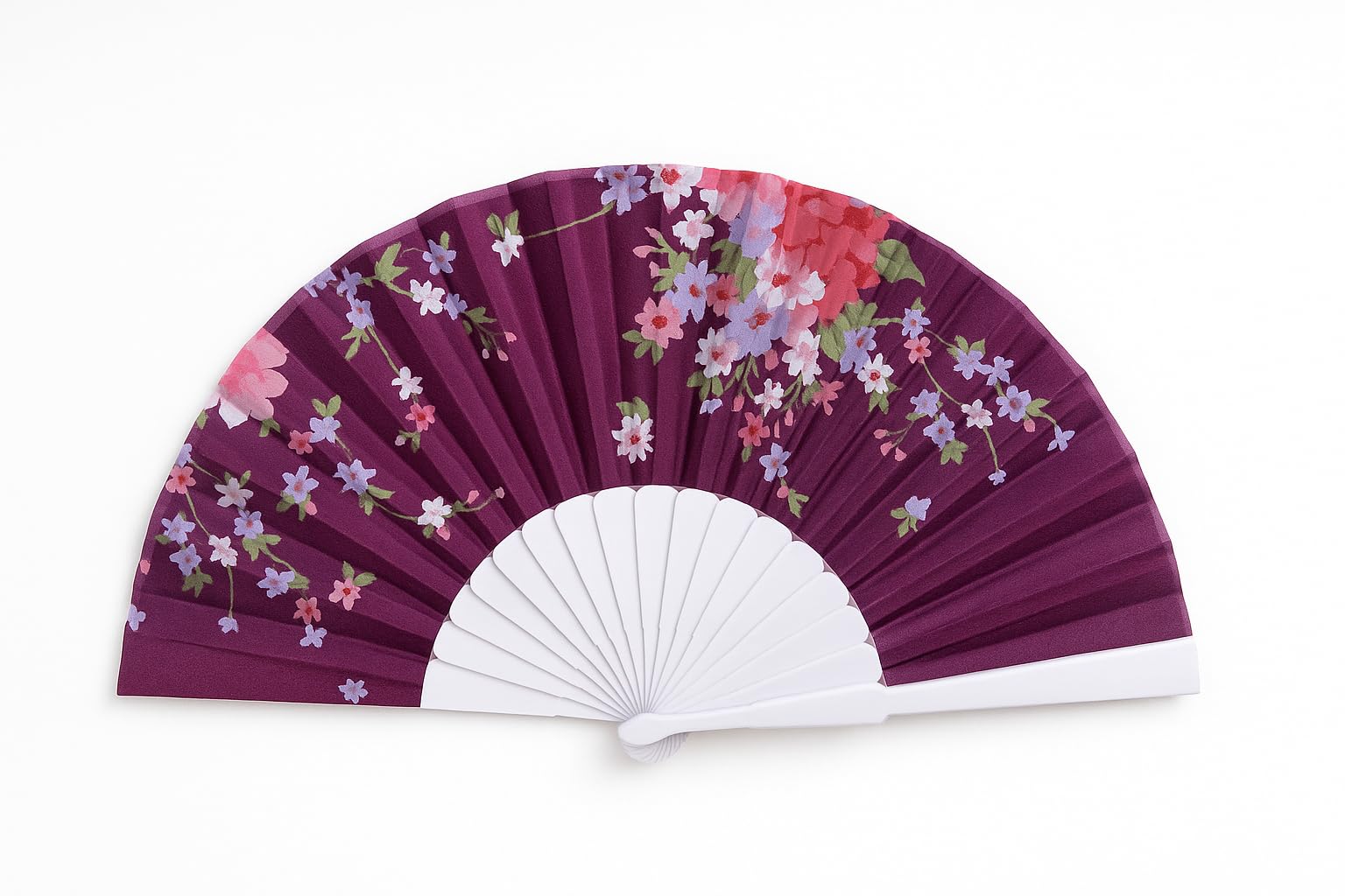 Elegant Chinese and Spanish style silk handheld folding fan with intricate patterns, perfect for weddings, parties, and home decor.