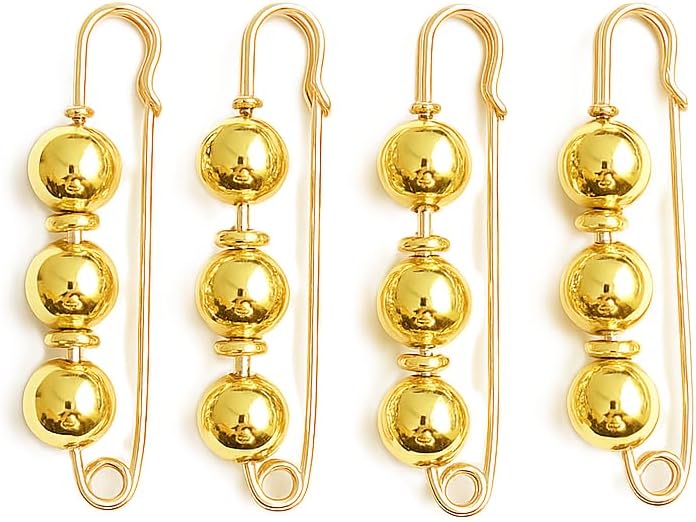 Stylish 7AGAT decorative hijab safety pin with beaded design and crystal accents, perfect for securing and accessorizing hijabs.