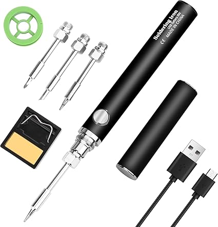7AGAT 8W USB cordless soldering iron kit with Type-C charging, full charge lasts 40 minutes, compact power tool for micro soldering.