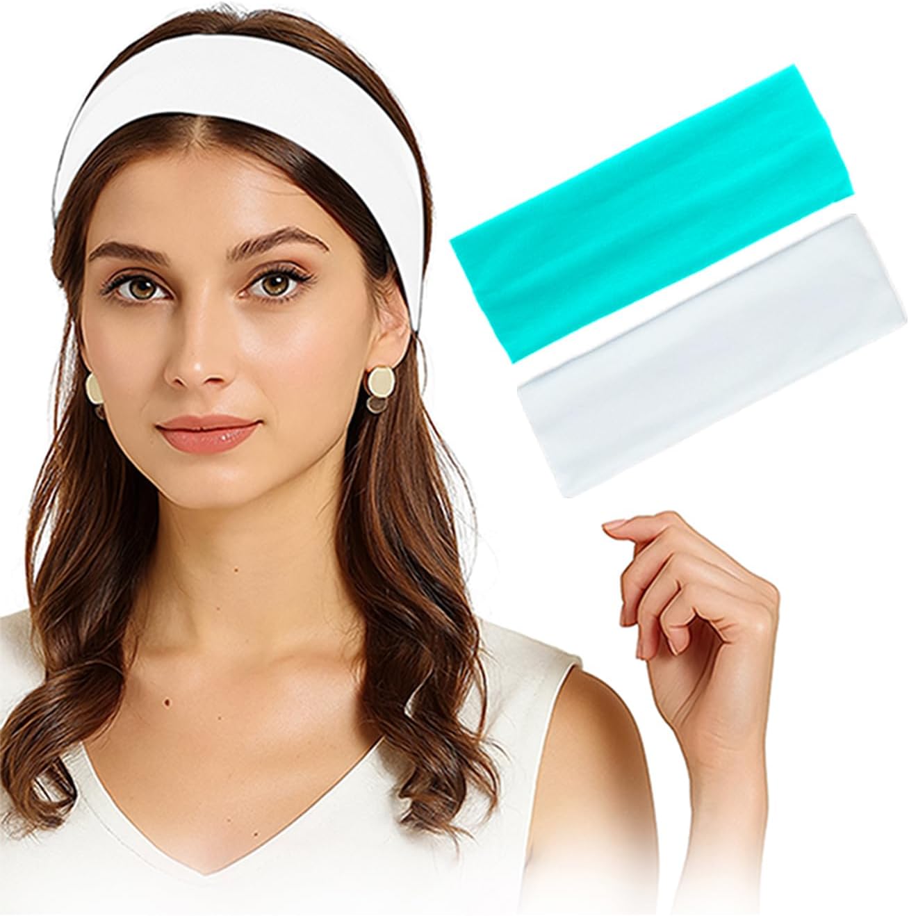 Two 7AGAT cotton sport headbands made from Egyptian cotton, unisex workout and running headbands for daily wear.