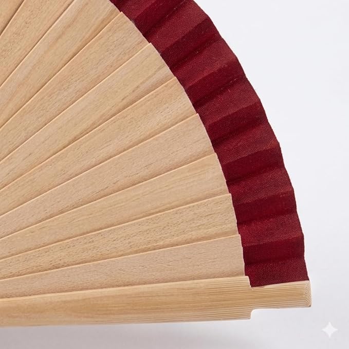 7AGAT hand folding fan with wooden frame and fabric leaf, portable and foldable for dance, wedding, cosplay, or daily use.
