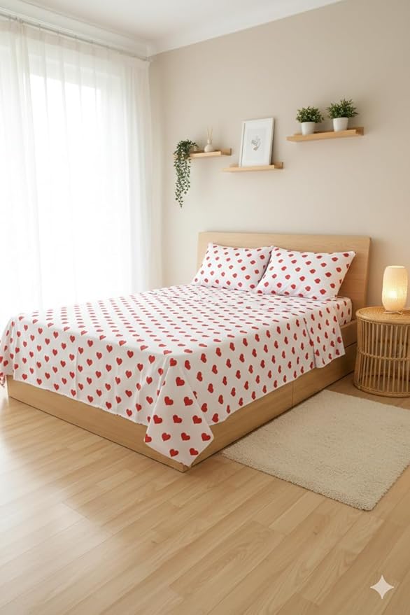 Soft bed sheet set with matching pillowcases from 7AGAT, machine washable, easy to care for, ideal for comfortable sleep.