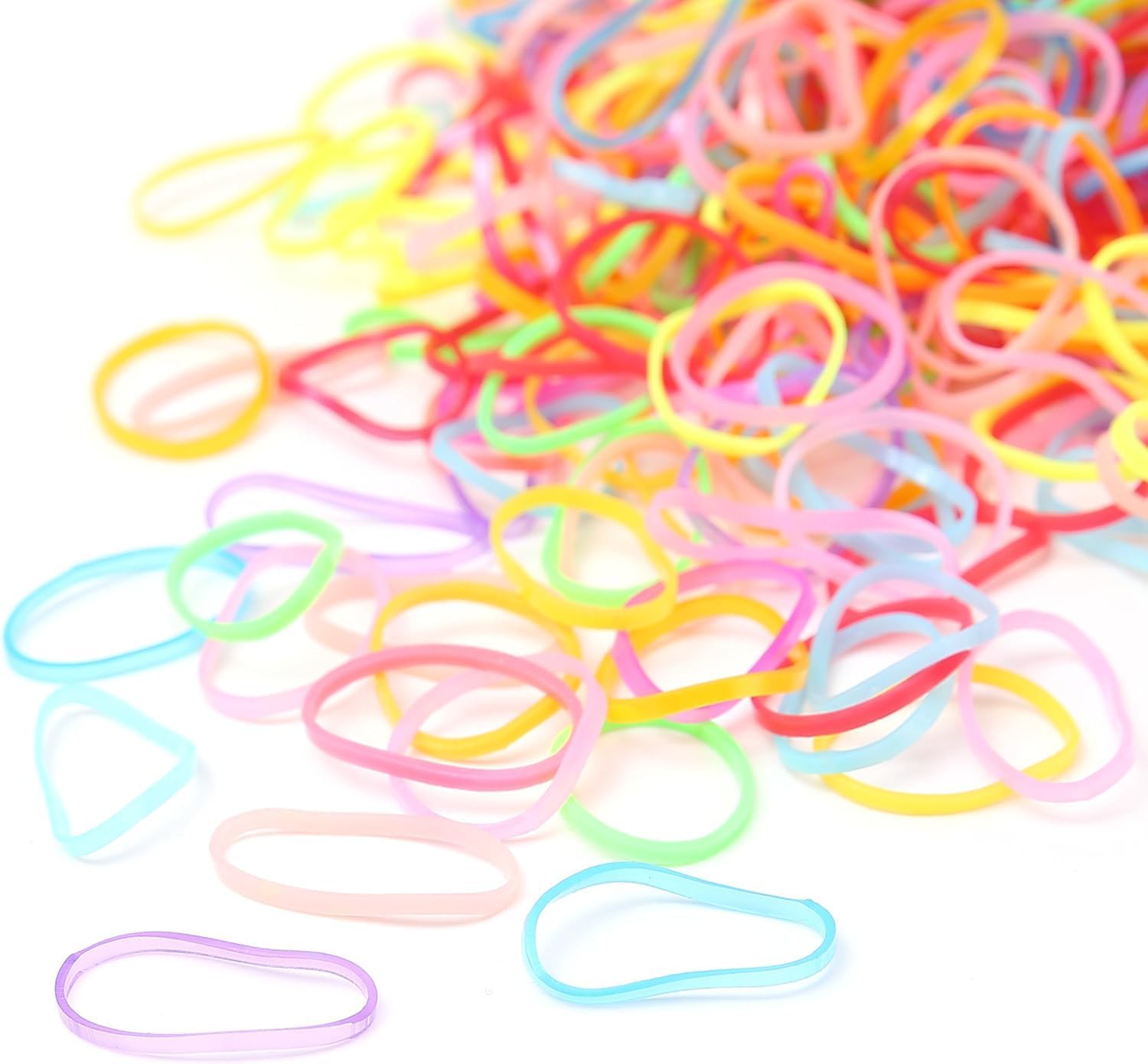 Set of 7AGAT elastic hair bands and ponytail holders for women and kids, black rubber hair ties in a variety of sizes.