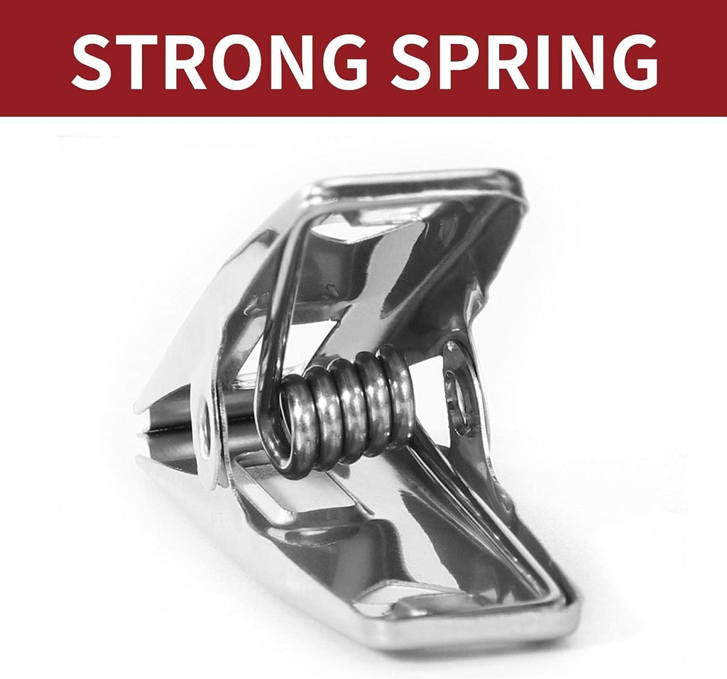 Heavy-duty stainless steel clothespins by 7AGAT, rustproof silver laundry clips for all fabric types, versatile and durable.