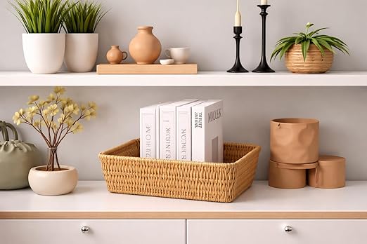 Hand woven natural basket by 7AGAT, versatile utensil holder with elegant design for kitchen, decor, or gift use.