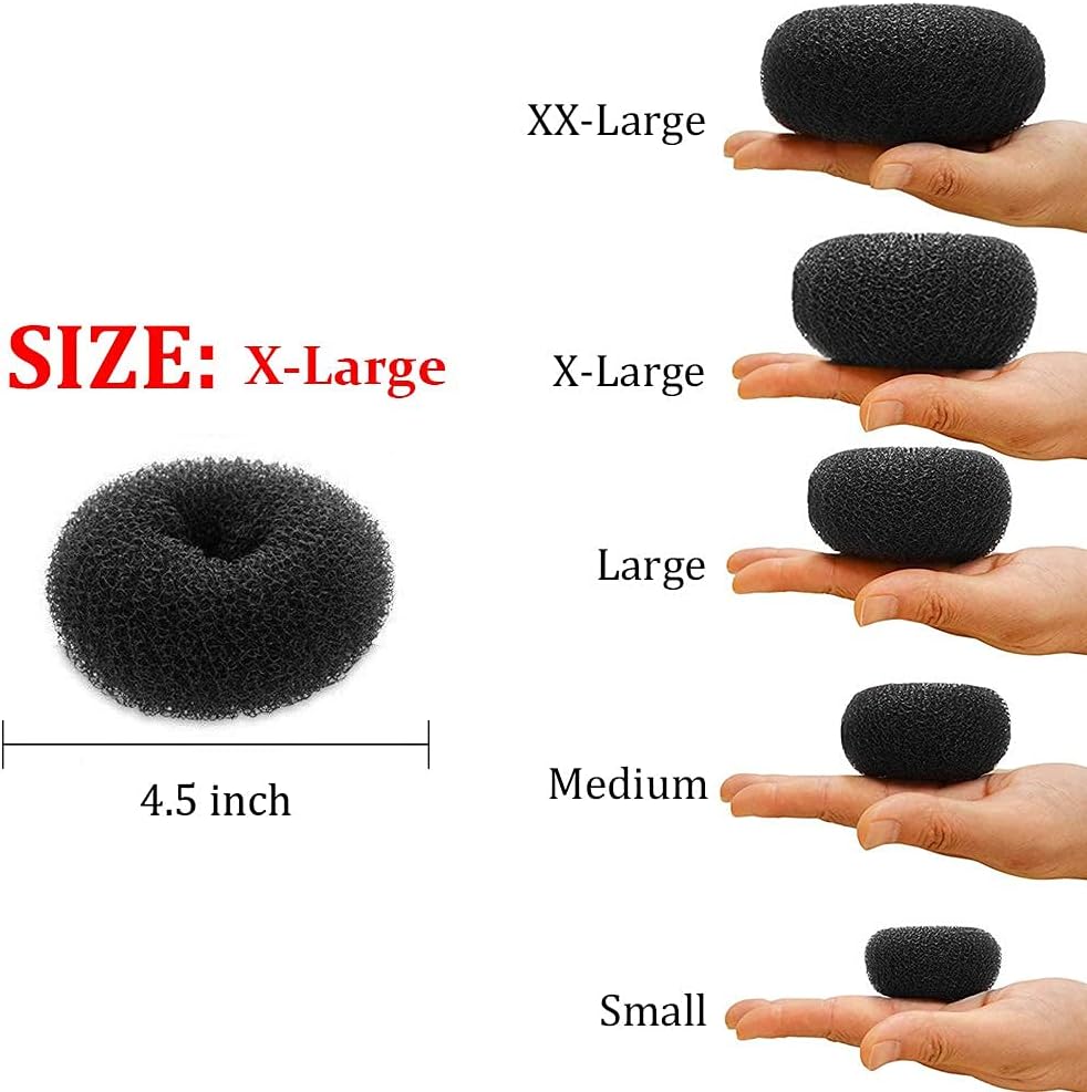 Two 7AGAT hair donut bun makers in ring style for creating buns on short and thin hair, made of soft foam for easy styling.
