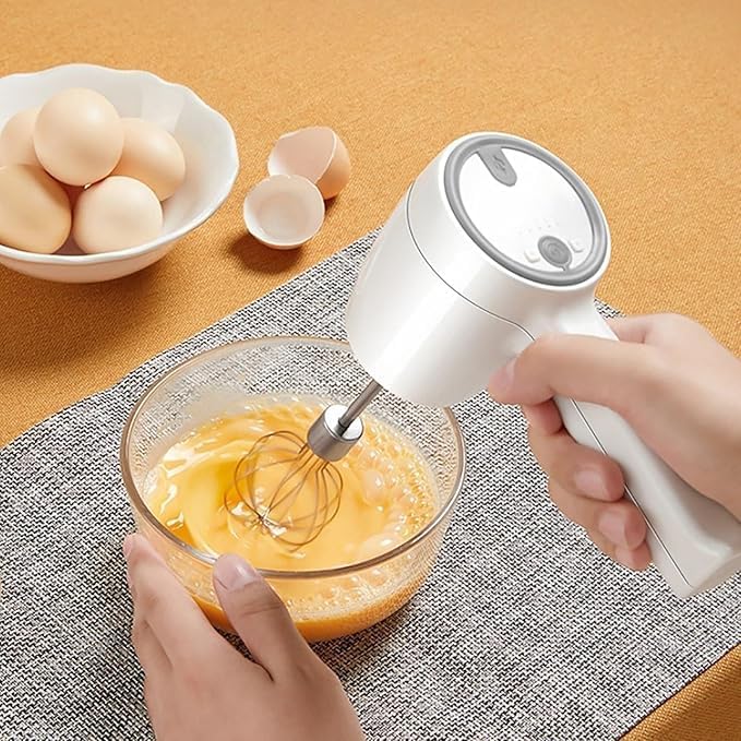 7AGAT wireless electric hand mixer with USB rechargeability, detachable rods, lightweight design, ideal for quick mixing tasks