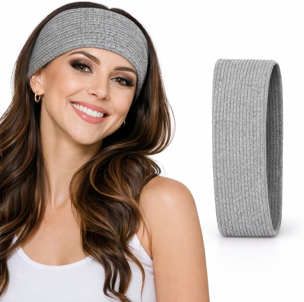 Soft ribbed elastic women’s headband by 7AGAT, stretchy hair wrap for sports, yoga, makeup, and daily wear.