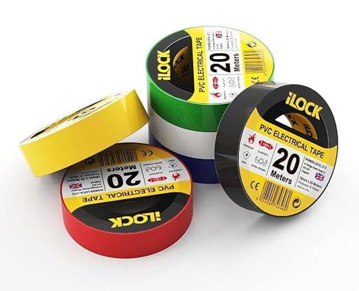 شريط العزل الكهربائي الاحترافي من iLOCK PVC – مرونة عالية والتصاق قوي، شريط حماية مقاوم للاشتعال لإصلاح الأسلاك وتجميع الكابلات