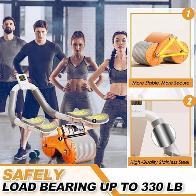 7AGAT mini stepper exercise machine with resistance bands, LCD monitor for calories, steps, and time, portable home cardio fitness equipment.