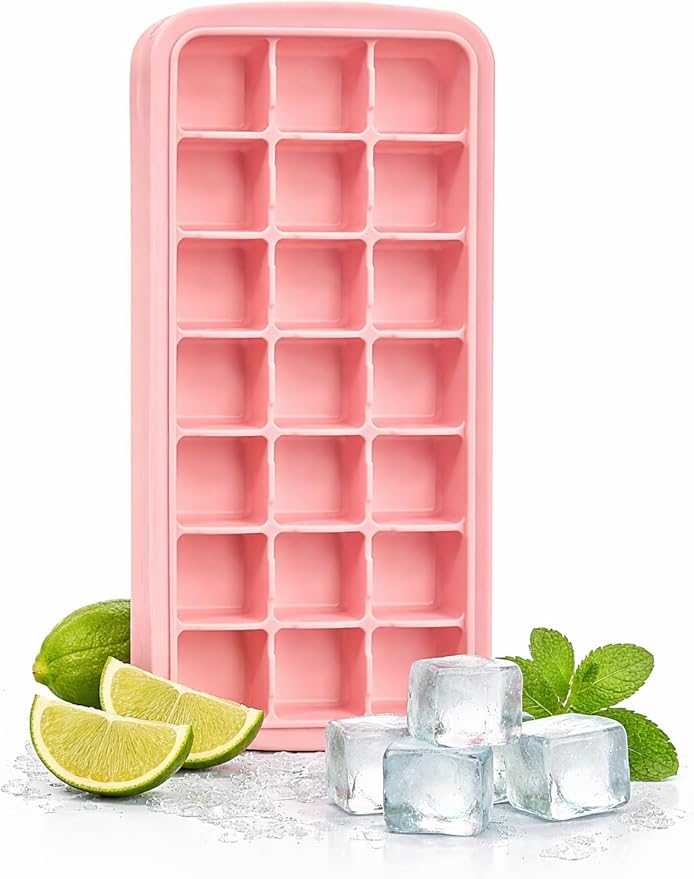 7AGAT flexible silicone ice cube mold with 24 cavities, food-grade material, ideal for drinks, juices, and desserts.