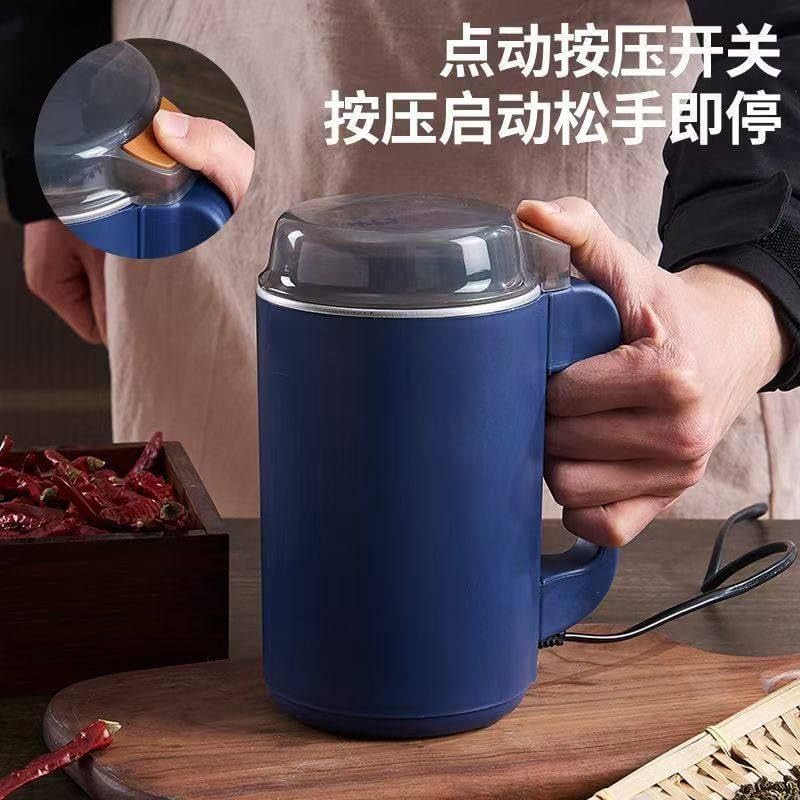7AGAT electric spice and coffee grinder in blue with stainless steel blades, compact design, 300W power, one-touch start for kitchen use