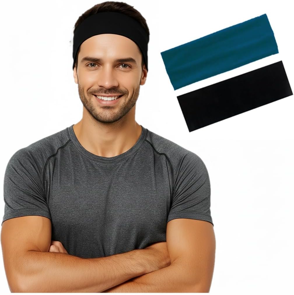 Pair of 7AGAT cotton sport headbands made from 95% Egyptian cotton, unisex workout and running headbands for daily wear.