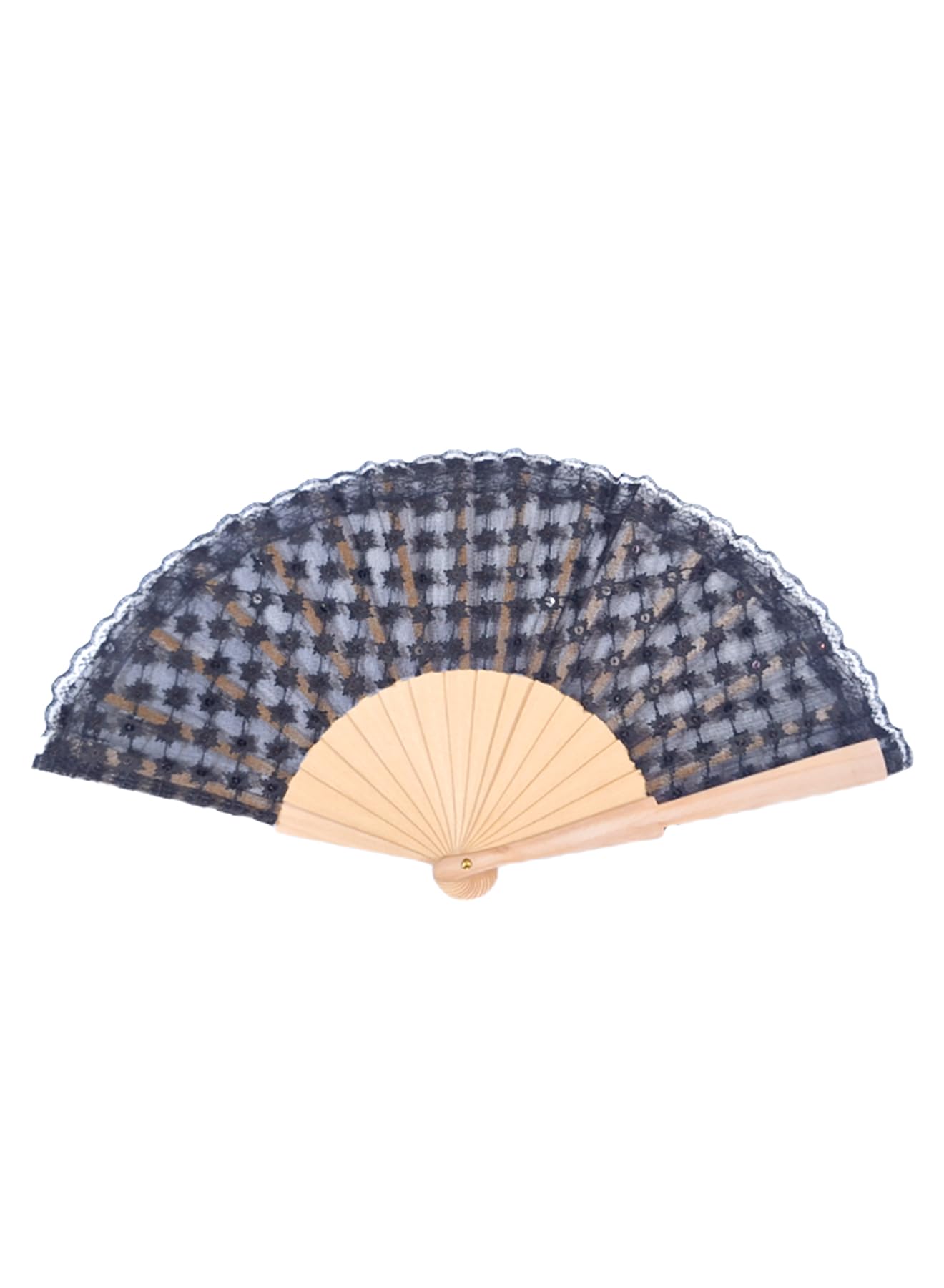 Elegant bamboo silk handheld fan by 7AGAT, featuring an intricate folding design for weddings, dancing, and party decoration.