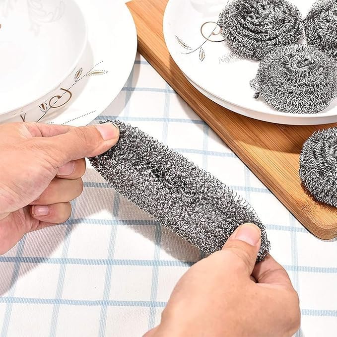 Set of 20 heavy-duty stainless steel scrubbers by 7AGAT, silver scouring pads for pots, pans, and BBQ grills, rust-resistant.