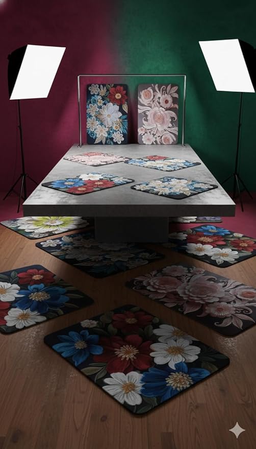 7AGAT non-slip decorative bath rug with soft absorbent material, suitable for bedroom, living room, kitchen, or bathroom floors