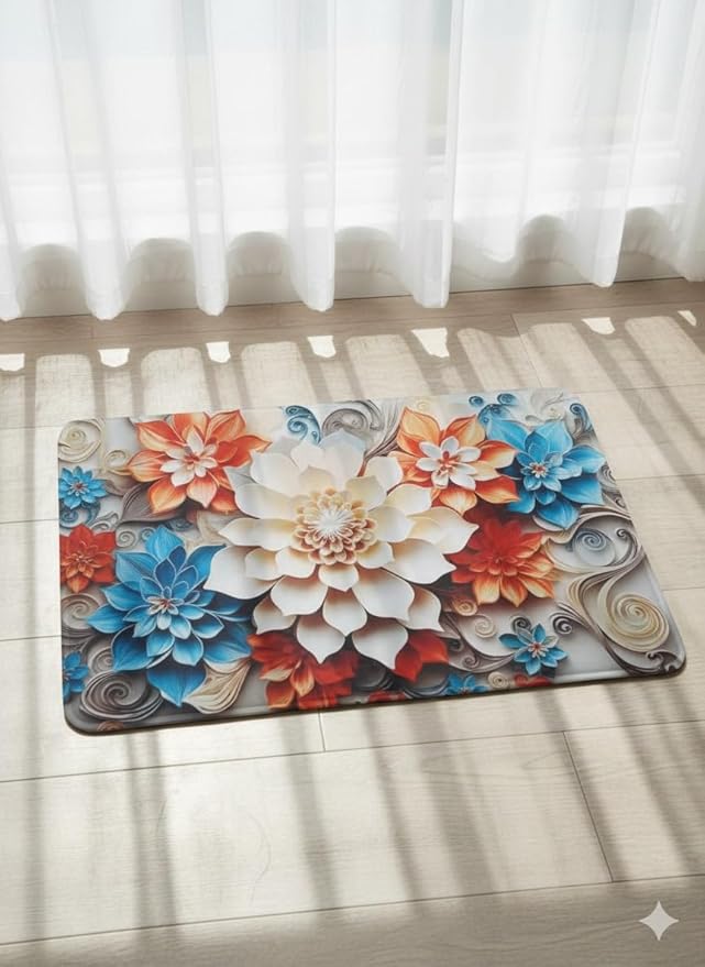 7AGAT non-slip decorative bath rug, soft absorbent indoor floor mat for bedroom, living room, kitchen, or bathroom.