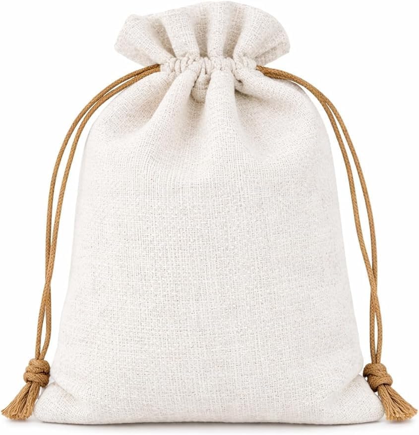 10 burlap gift bags with drawstrings, jute linen pouches for wedding favors, party favors, and DIY crafts by 7AGAT.
