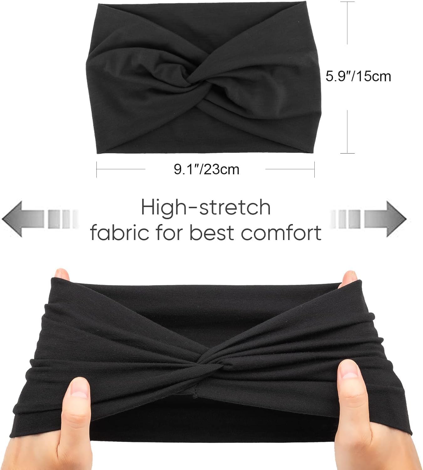 Two knitted cotton headbands for women and girls, featuring cute knot designs and turban style in soft cotton fabric.