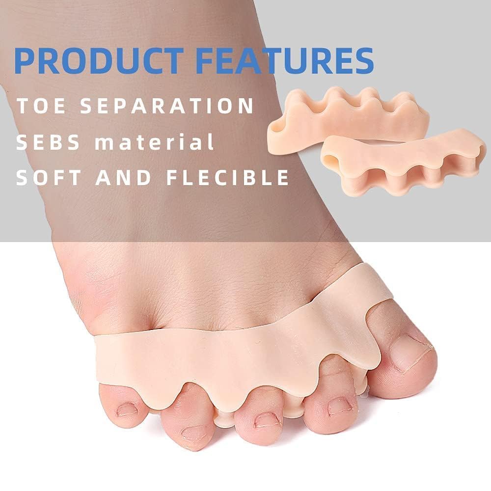 Pair of 7AGAT silicone toe separators for bunion and hammer toe correction, soft gel support for pain relief and comfort.