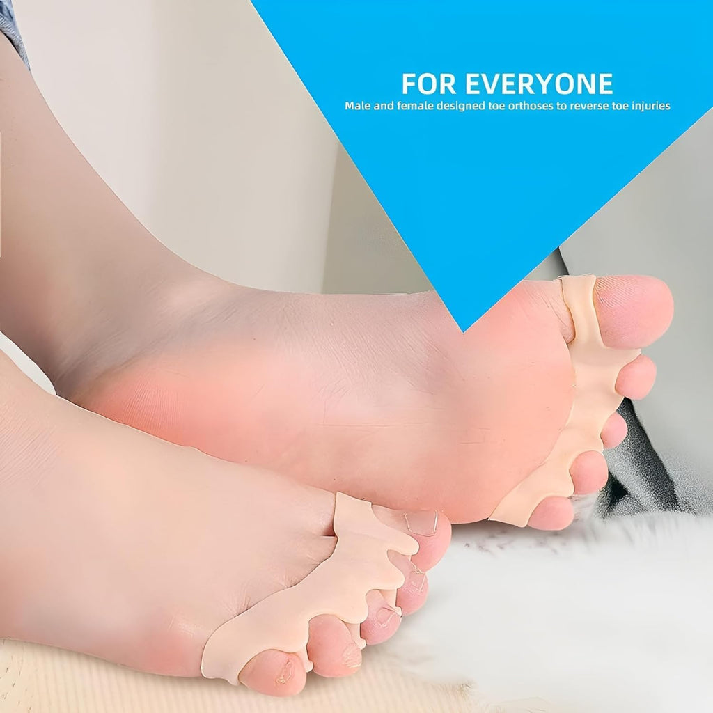 Pair of 7AGAT silicone toe separators for bunion and hammer toe correction, soft gel support for pain relief and comfort.