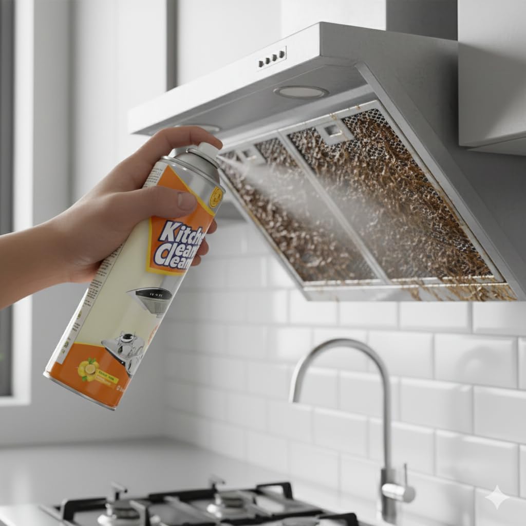 7AGAT foam bubble kitchen cleaner spray in a 500ml bottle, non-toxic plant-based formula for grease, oil, and stain removal.