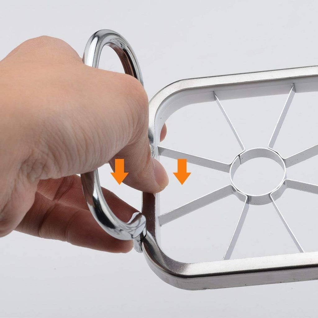 7AGAT stainless steel apple cutter and slicer with multi-blades, built-in corer, ergonomic handles for easy fruit preparation.
