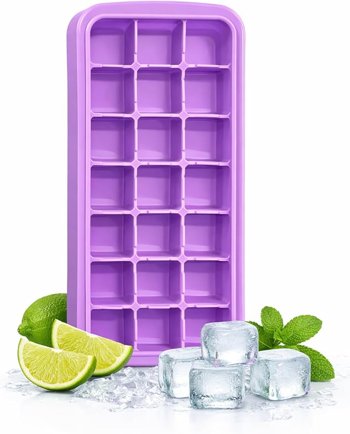 7AGAT flexible silicone ice cube mold with 24 compartments for drinks, juices, and desserts, food-grade, easy to use and clean.