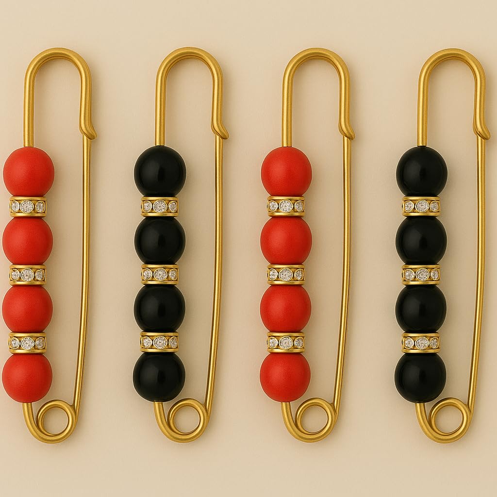 Decorative 7AGAT hijab pin with beaded design and crystal accents, stylish multi-purpose safety pin for accessories and fashion.