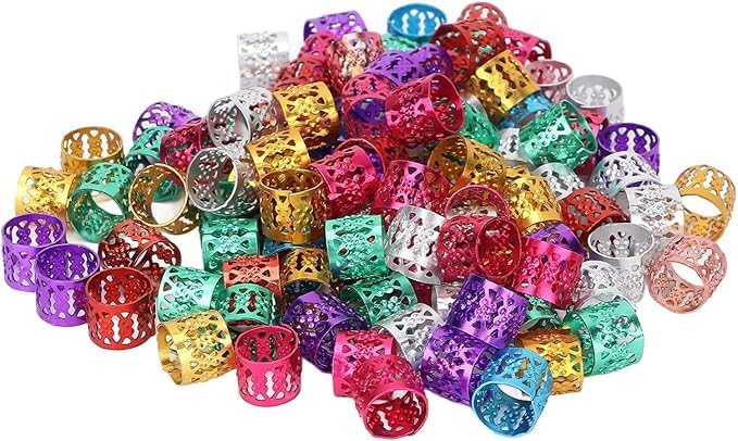 Colorful plastic hair braid beads from 7AGAT, 50-piece set for braids, ponytails, and hairstyles, lightweight and durable for girls and women.